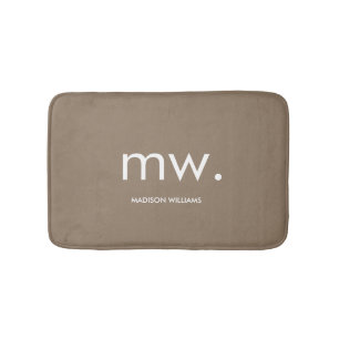 Custom Monogram Pastel Elegant Stylish Modern Bath Mat