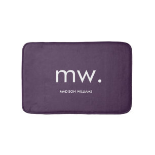 Custom Monogram Pastel Elegant Stylish Modern Bath Mat
