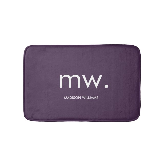 Custom Monogram Pastel Elegant Stylish Modern Bath Mat (Front)