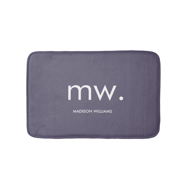 Custom Monogram Pastel Elegant Stylish Modern Bath Mat (Front)
