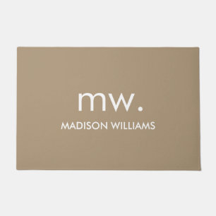 Custom Monogram Pastel Elegant Stylish Modern Doormat
