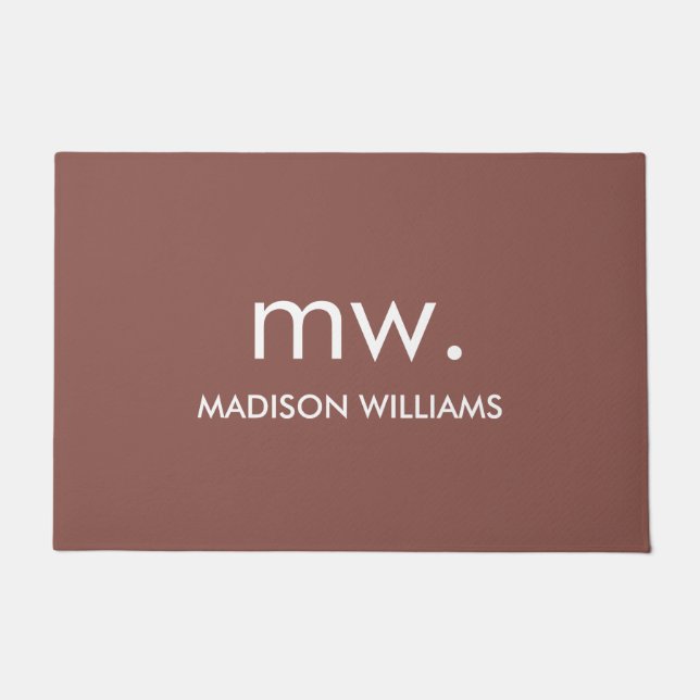 Custom Monogram Pastel Elegant Stylish Modern Doormat (Front)