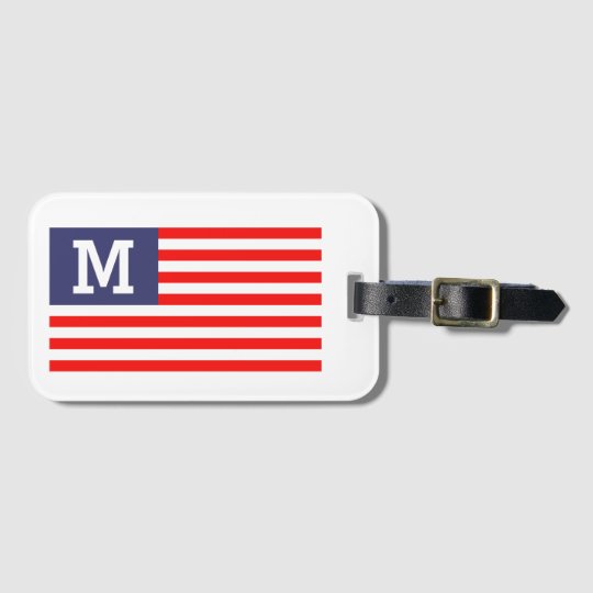 Custom monogram patriotic American flag travel Luggage Tag