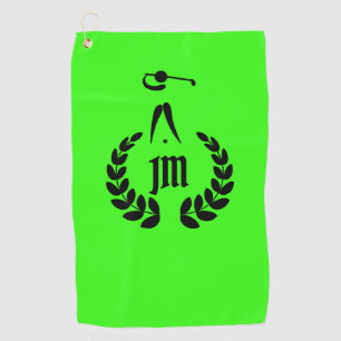 Custom Monogram Personalised Neon Green Golf Towel