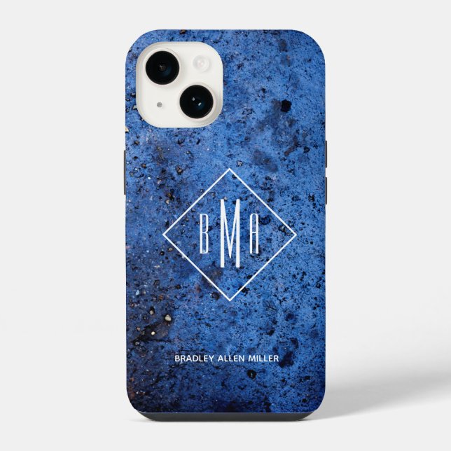 Custom Monogram Personalized Blue iPhone Case (Back)
