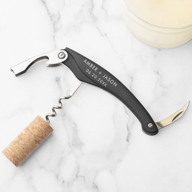 Custom Monogram Personalized Wedding favour Corkscrew (Front)