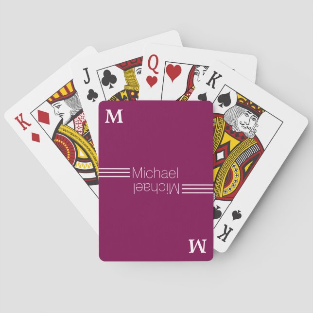 Custom monogram - personalized wine playing cards (Back)