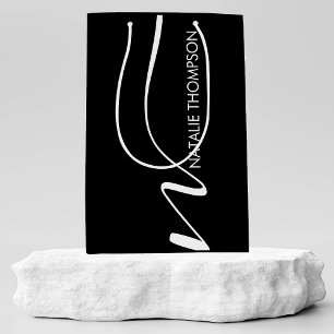 Custom Monogram Personalized With Name Cool Black Medium Gift Bag