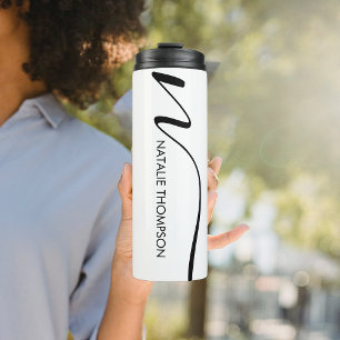 Custom Monogram Personalized With Name Cool White Thermal Tumbler