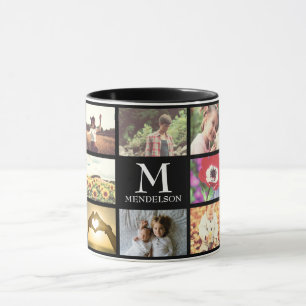 Custom monogram photo collage mug