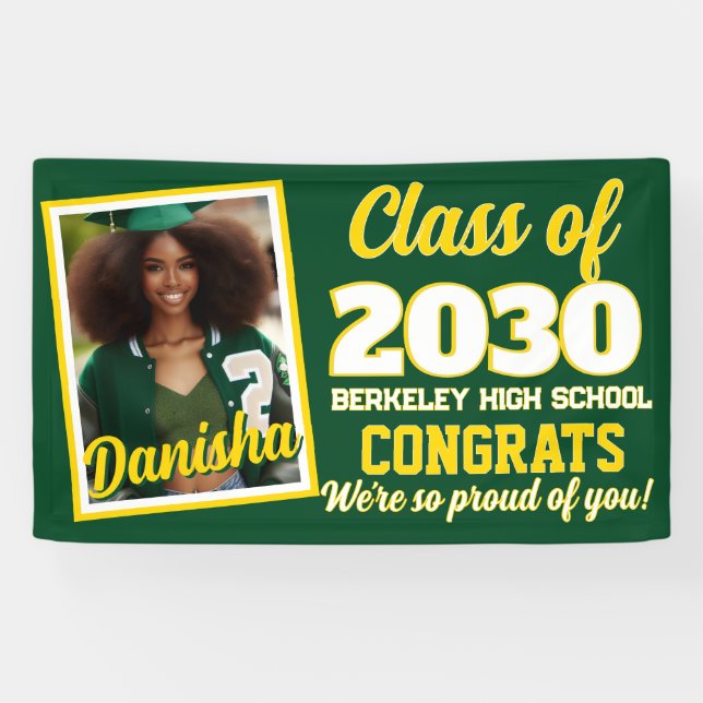 Custom Monogram & Photo Graduation Banner (Horizontal)