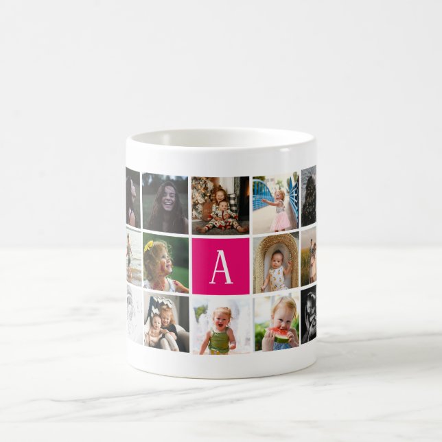 Custom Monogram photo montage photo collage Coffee Mug (Center)