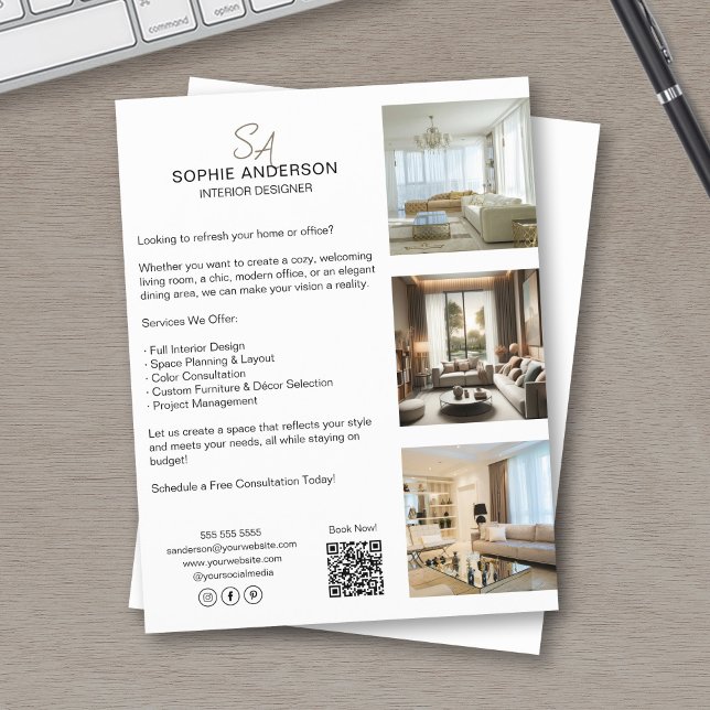 Custom Monogram Photo QR Professional Business Flyer (Custom Monogram Photo QR Professional Business Flyer)