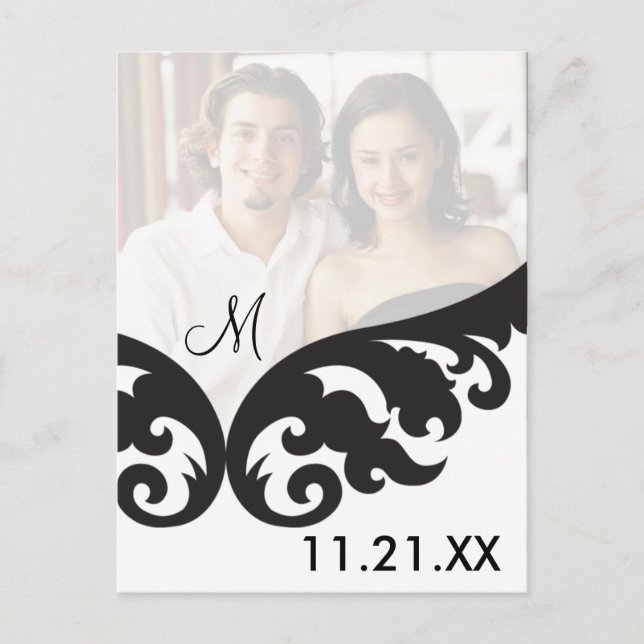 Custom Monogram Photo Save The Dates Announcement  Postcard (Front)