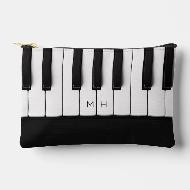 Custom Monogram Piano Keys Accessory Pouch (Front)