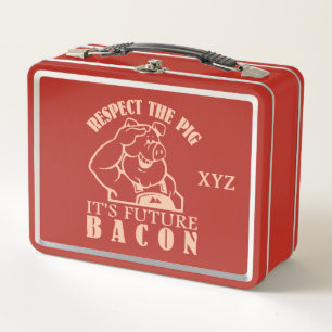 Custom Monogram PIG TO BACON Metal Lunch Box