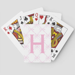 Custom Monogram Pink Bow, Coquette Playing Cards, Playing Cards