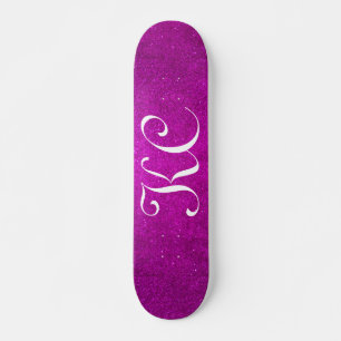 Custom monogram pink glitter skateboard deck