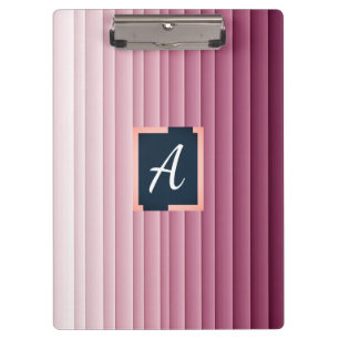 Custom Monogram Pink Gradient Vertical Clipboard