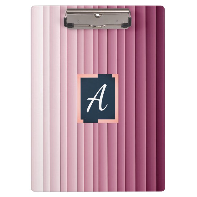Custom Monogram Pink Gradient Vertical Clipboard (Front)