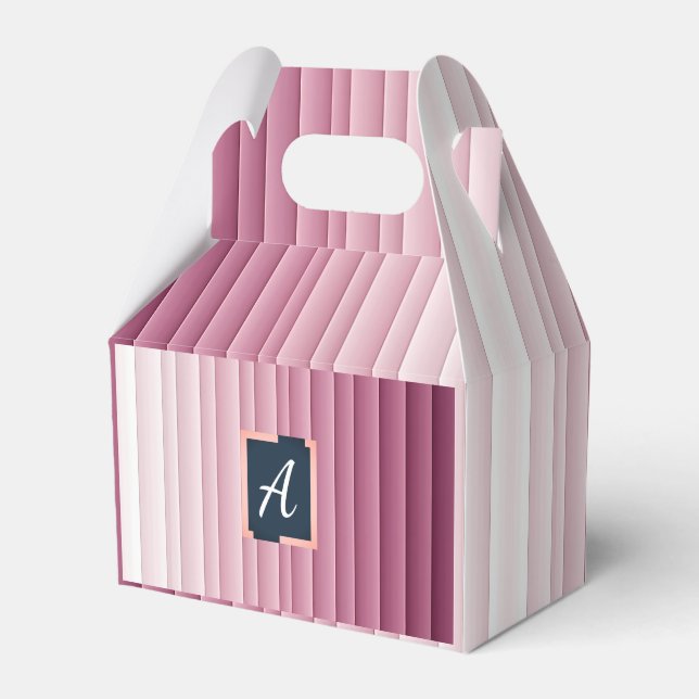 Custom Monogram Pink Gradient Vertical Favour Boxe Favor Box (Front Side)