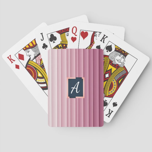 Custom Monogram Pink Gradient Vertical Poker Cards (Back)