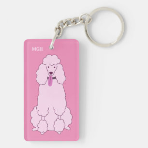 Custom Monogram Pink Poodle Keychain