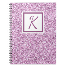 Custom Monogram Pink Sparkle Notebook