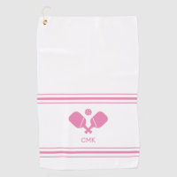 Custom Monogram Pink White Pickleball Sweat Towel
