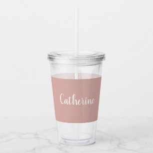 Custom monogram, pink with script typography  acrylic tumbler