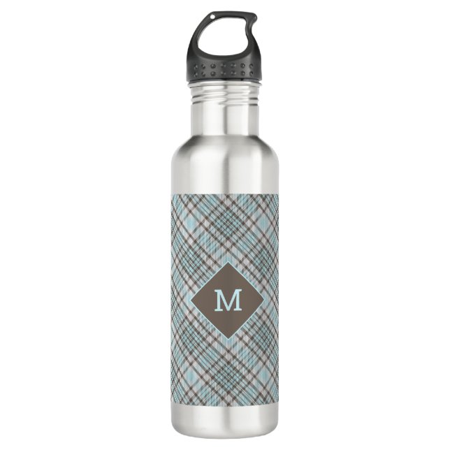 Custom Monogram Plaid / Tartan Pattern 710 Ml Water Bottle (Front)