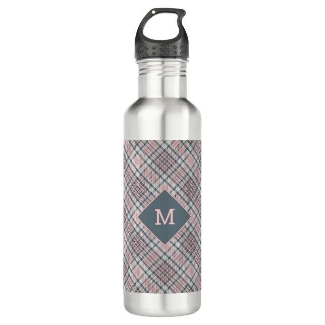Custom Monogram Plaid / Tartan Pattern 710 Ml Water Bottle (Front)