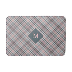 Custom Monogram Plaid / Tartan Pattern Bath Mat