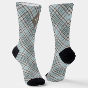 Custom Monogram Plaid / Tartan Pattern Bath Mat Socks