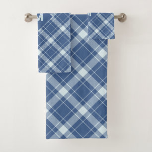 Custom Monogram Plaid / Tartan Pattern Bath Towel Set