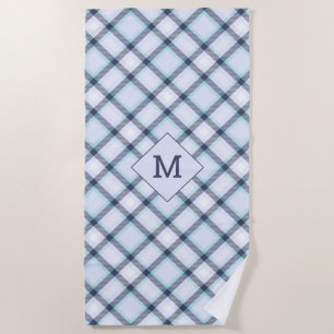Custom Monogram Plaid / Tartan Pattern Beach Towel