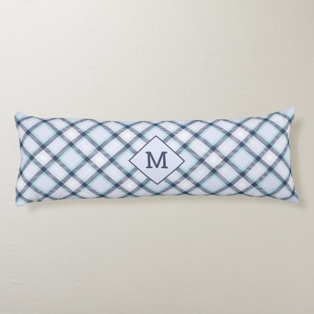 Custom Monogram Plaid / Tartan Pattern Body Pillow (Back)