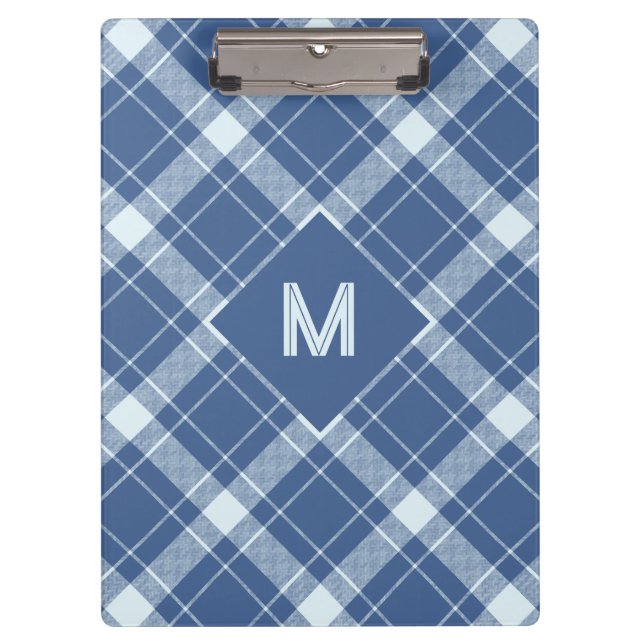 Custom Monogram Plaid / Tartan Pattern Clipboard (Front)