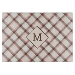 Custom Monogram Plaid / Tartan Pattern Cutting Board
