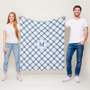 Custom Monogram Plaid / Tartan Pattern Fleece Blanket