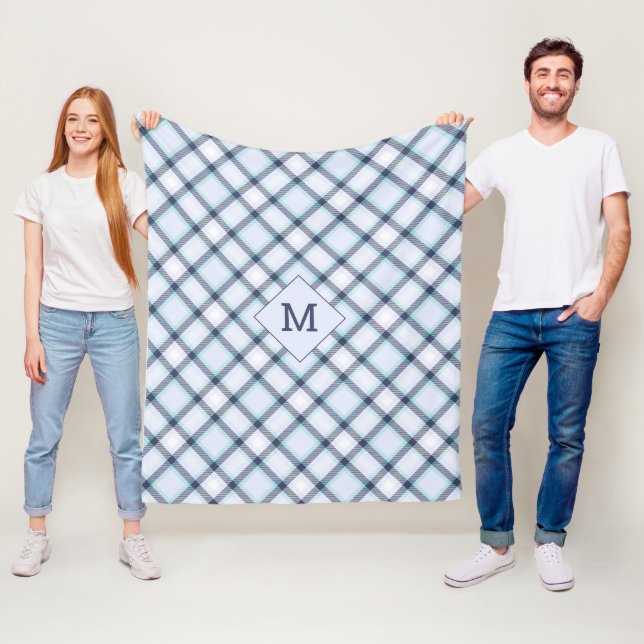 Custom Monogram Plaid / Tartan Pattern Fleece Blanket (In Situ)