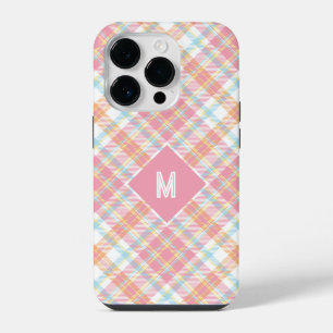 Custom Monogram Plaid / Tartan Pattern iPhone 14 Pro Case