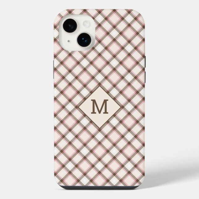 Custom Monogram Plaid / Tartan Pattern iPhone Case (Back)