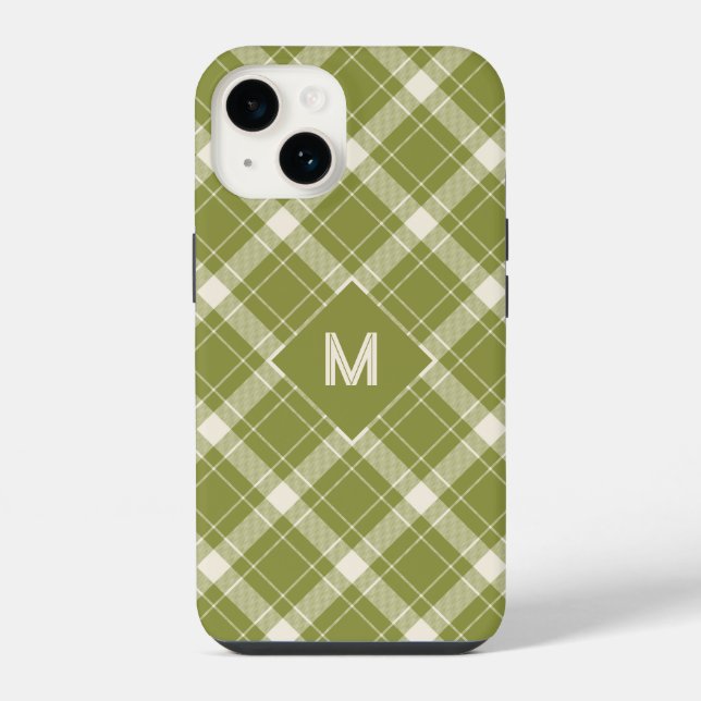 Custom Monogram Plaid / Tartan Pattern iPhone Case (Back)