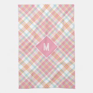 Custom Monogram Plaid / Tartan Pattern Kitchen Towel