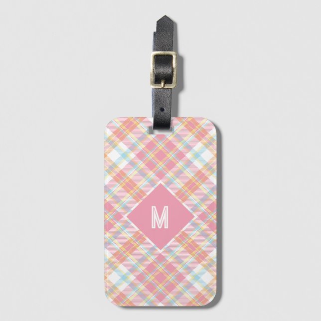 Custom Monogram Plaid / Tartan Pattern Luggage Tag (Front Vertical)