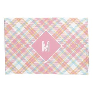 Custom Monogram Plaid / Tartan Pattern Pillowcase