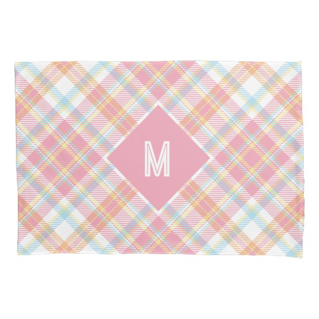 Custom Monogram Plaid / Tartan Pattern Pillowcase (Front)