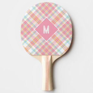 Custom Monogram Plaid / Tartan Pattern Ping Pong Paddle