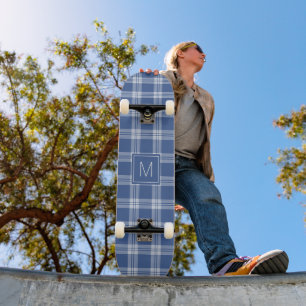 Custom Monogram Plaid / Tartan Pattern Skateboard